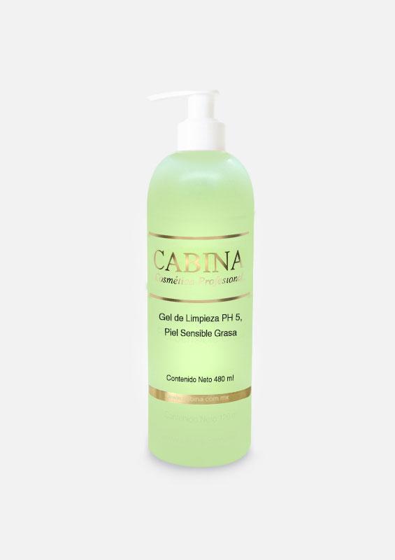 Gel de limpieza pH 5, piel sensible grasa 480 ml.
