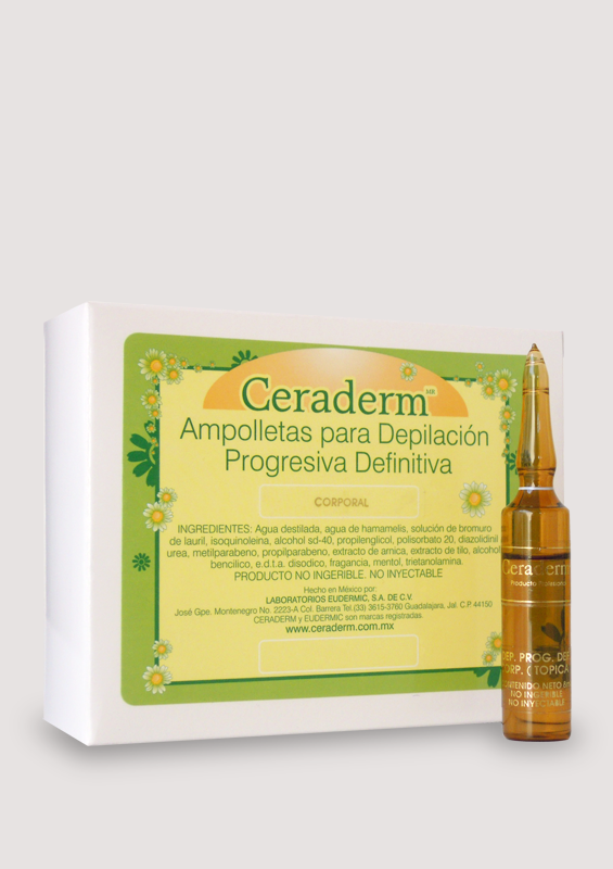 Ampolletas para depilación facial progresiva definitiva, Ceraderm 10x04 ml.