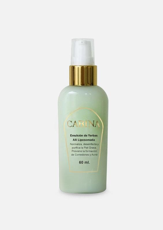 Emulsión de yerbas AA, liposomada, piel grasa,frasco 060ml